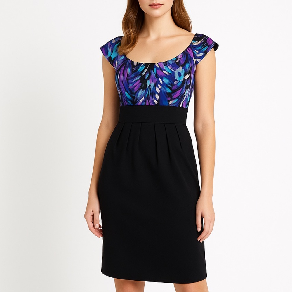 Perception New York peacock print empire waist scoop neck dress, 10